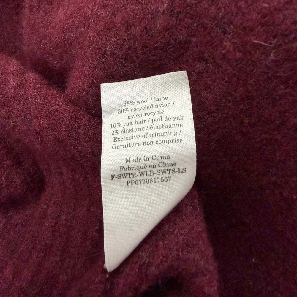 Everlane Cozy Stretch Pullover Burgundy Mock Neck Wool Blend Sweater Size Small - Picture 5 of 13